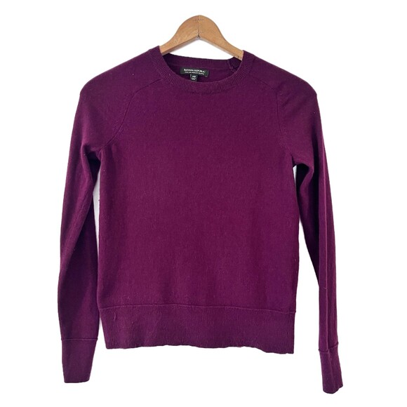 Banana Republic Burgundy Merino Wool Sweater Italian Wool XS Crewneck - Picture 2 of 9